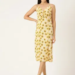 Rue Collection Twisted Knot Floral Printed A-Line Midi Dress-image-4