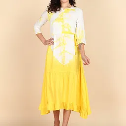 Maaesa Tie & Dyed A-Line Midi Dress-image-76
