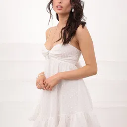 BAESD Self Design Shoulder Straps Tie-Ups Detail Fit & Flare Dress-image-72