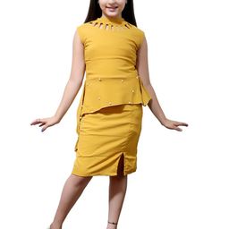 FELLAMO Girls Boat Neck Cotton Sleeveless Peplum Dress-image-88