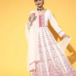 PANIT Ethnic Motifs Maxi Ethnic Dress with Dupatta-image-42