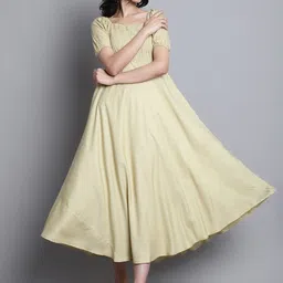 Aawari Square Neck Fit and Flare Midi Dress-image-94
