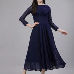 aayu Round Neck Georgette Maxi Midi Dress-image-96