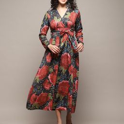 Biba Floral Printed Fit & Flare Midi Ethnic Dress-image-74