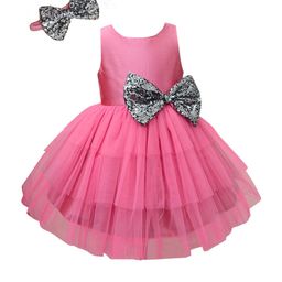A.T.U.N. Girls Pink Bow Net Dress-picture-49