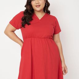 BRINNS Women Plus Size Short Sleeves A-Line Dress-image-14