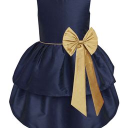 A.T.U.N.A.T.U.N. Girls Navy Blue & Gold-Toned Layered Dress-image-1