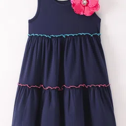 CrayonFlakes Girls Sleeveless Cotton A-Line Dress-14
