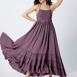 Moomaya Shoulder Straps Sleeveless Maxi Fit & Flare Dress-image-30