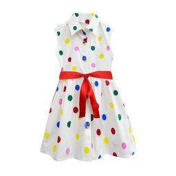 A T U N Off White Pure Cotton Polka Dots Printed Fit & Flare Dress-picture-9