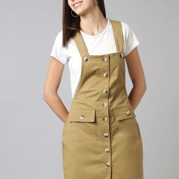 FINSBURY LONDON Women Khaki Pinafore Dress-image-47