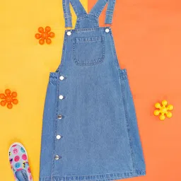 Pantaloons Junior Girls Shoulder Straps Cotton Pinafore Dress-picture-3