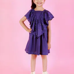 BAESD Girls Round Neck Flutter Sleeves Ruffled Fit & Flare Dress-image-66