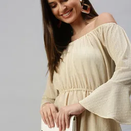 SHOWOFF Champagne Off-Shoulder Dress-image-73