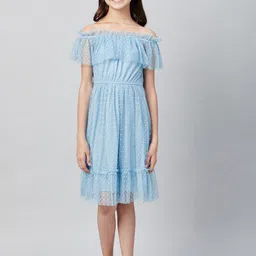 Athena Girl Turquoise Blue Off-Shoulder Dress-image-19