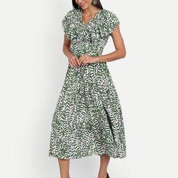 MINGLAY Green Tropical Layered Dress-image-16