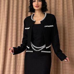 Fashion Gaiia Bodycon Dress With Pearl Detail Jacket-image-56