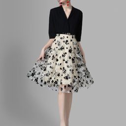 JC Collection Black & White Floral Dress-image-85