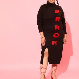 CURVY STREET Black Plus Size Midi Jumper Dress-picture-18