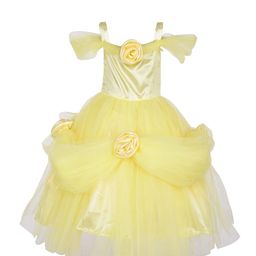 Samsara Couture Yellow & Cream-Coloured Satin Cotton Maxi Dress-image-103