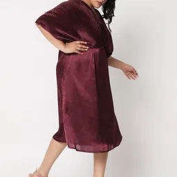 Curves by MISH Maroon Plus SizeMidi Dress-image-84