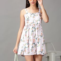 SHOWOFF Women Pink & Green Floral Satin Mini Dress-picture-21