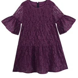 A T U N Purple Lace A-Line Dress-image-33
