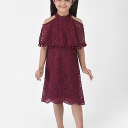 Eavan Burgundy Lace A-Line Midi Dress-picture-41