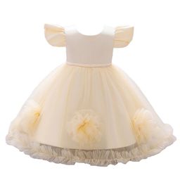 StyleCast Girls Champagne Round Neck Corsage Detail Balloon Dress-49