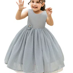 StyleCast Girls Grey Round Neck Maxi Balloon Dress-image-18