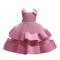 StyleCast Girls Pink Embellished Round Neck Sleeveless Layered Fit & Flare Midi Dress-image-79