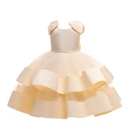 StyleCast Girls Beige Embellished Layered Net Fit & Flare Midi Dress-image-67