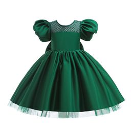 StyleCast Green Girls Puff Sleeves Bow Fit & Flare Dress-51