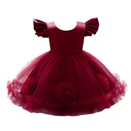 StyleCast Maroon & blood red Flutter Sleeve Applique Fit & Flare Midi Dress-image-97