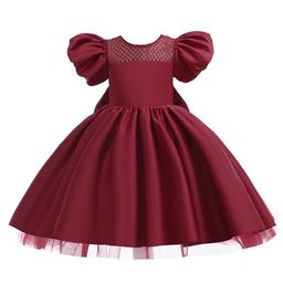 StyleCast Girls Maroon Puff Sleeve Bow Detail Fit & Flare Dress-picture-11