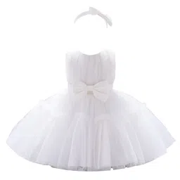 StyleCast Girls White Round Neck Ruffled Net Fit & Flare Dress-image-43