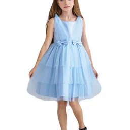 StyleCast Girls Blue Shoulder Straps Bow & Layered Tulle Fit & Flare Dress-13