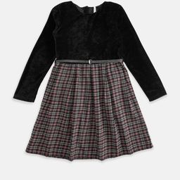 Pantaloons Junior Girls Black Checked Full Sleeves Dress-picture-19