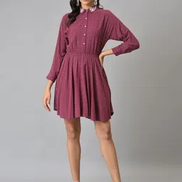 W Pink Printed Chiffon Dress-image-76