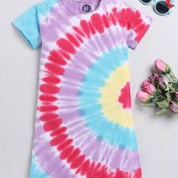 YK Girls Tie & Dye Cotton T-Shirt Dress-image-99