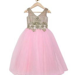 Actuel Pink Embellished Net Maxi Dress-picture-7