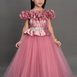Pink Chick Girls Embellished Satin And Net Gown-image-30