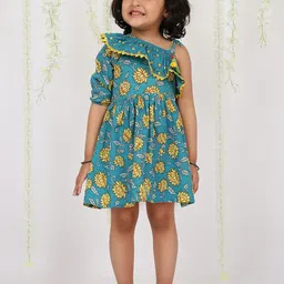 KID1 Girls Floral Printed One Shoulder Cotton Short Dress-image-59