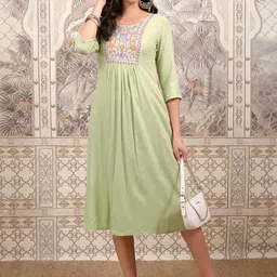 Vishudh Ethnic Motifs Embroidered A-Line Midi Ethnic Dress-image-50