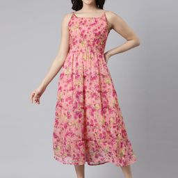 Souchii Floral Printed Tiered A-Line Dress-image-37