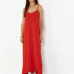 Trendyol V-Neck Shoulder Straps Maxi Dress-picture-4