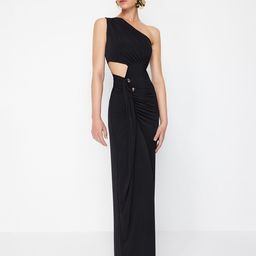 Trendyol One Shoulder Gathered Cut Out Bodycon Maxi Dress-43