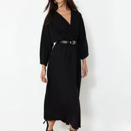 Trendyol V-Neck Extended Sleeves Maxi Wrap Dress-image-32