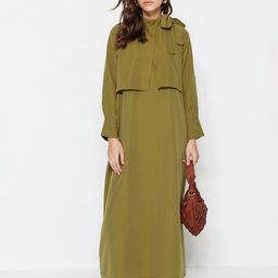 Trendyol Tie-Up Neck Bell Sleeves Maxi Dress-image-5