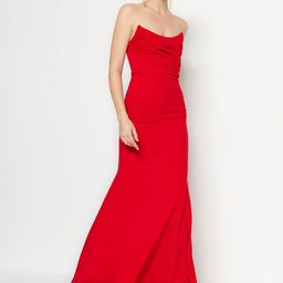 Trendyol Off-Shoulder Pleated Maxi Dress-image-41